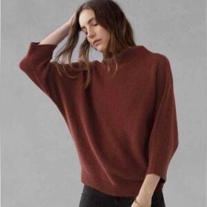 The Reset R Label Brown Funnel Neck Wool/Cashmere Sweater Sz XS Relaxed Fit